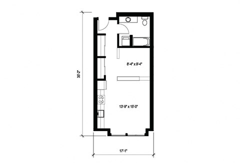Stack House Apartments in Seattle, Washington 1x1 Floor Plan